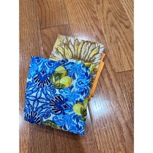 Vismaya Cotton Scarf Set (2) Lemon Sunflower Be Happy Embroidered 20x20